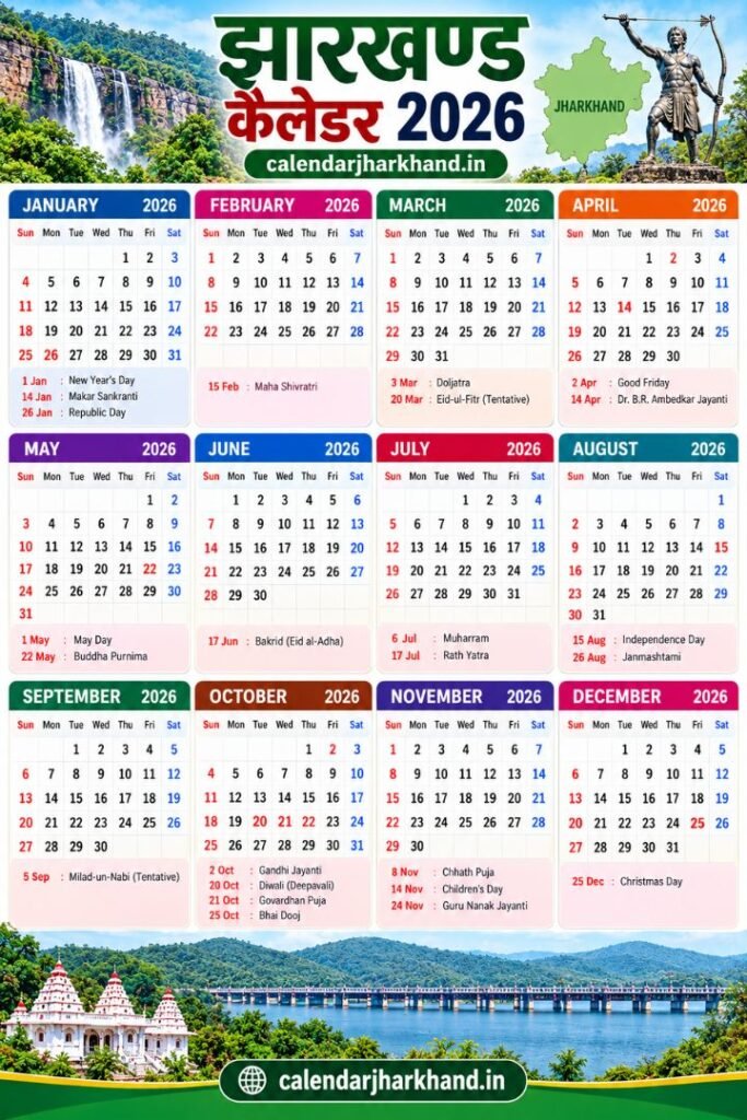 Jharkhand Calendar 2026